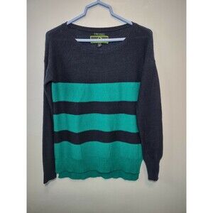 C Wonder Women's S Blue Green Striped Long Sleeve 100% cashmere sweater